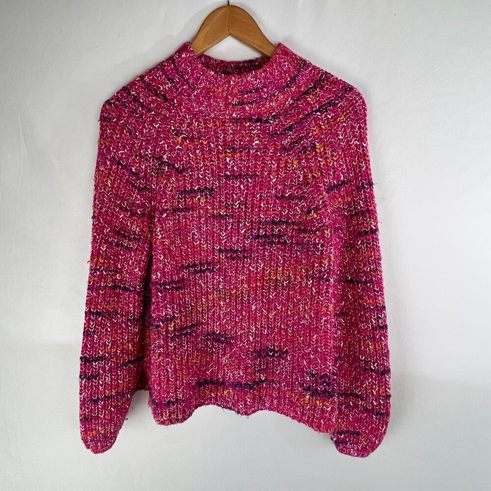 Gap Women's Marled Sweater Size‎ Medium Pink Turtleneck Chunky Top
